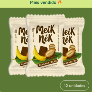 DISPLAY COM 15 UNIDADES DE BANANADA COM NIBS DE CACAU TRUFADA COM CACAU 100% - MEIK NÉK - 30g